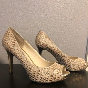 Audrey Brooke gold pumps